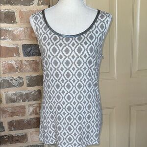 3/$20 Banana Republic Gray Satin Trim Patterned Sleeveless Tank Top Sz M